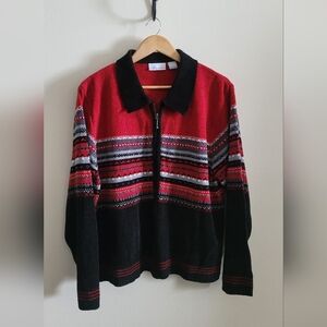 Croft & Barrow Soft Acrylic Collared Cardigan Sweater, Women's XL, Red & Black